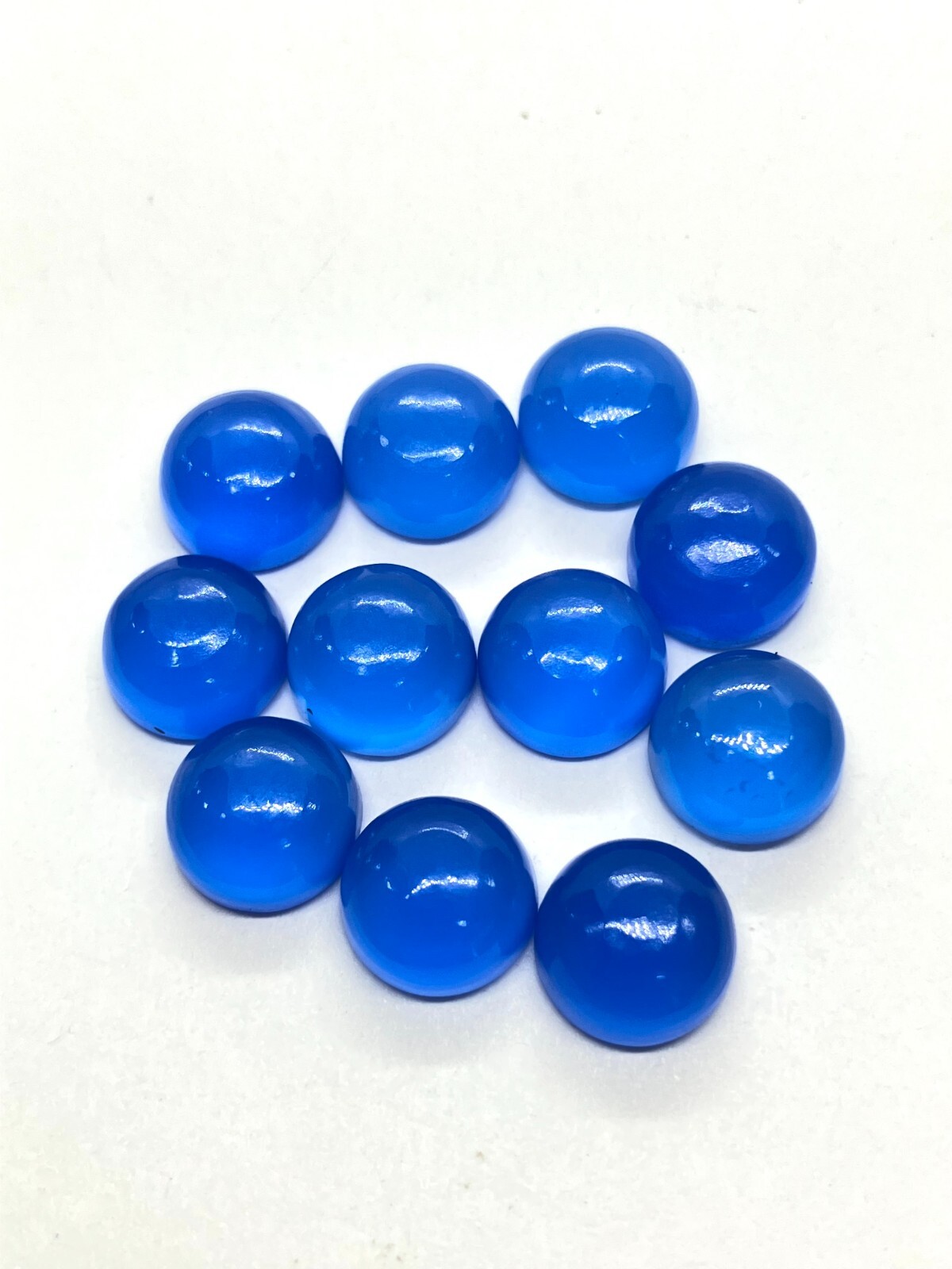 Round Flat Back Blue Chalcedony AAA Natural Loose Gemstone For Making Jewelry