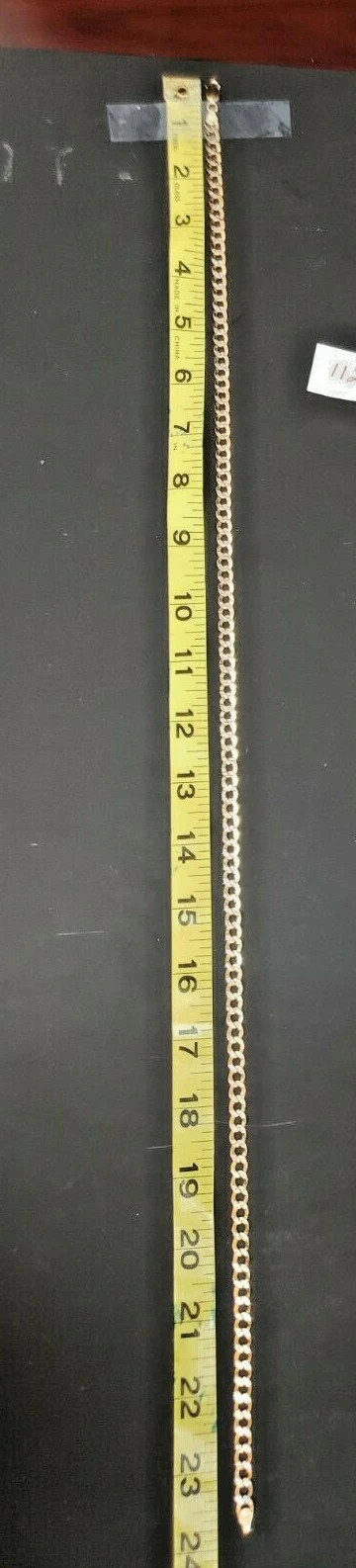 10KT Yellow Gold Hollow Curb 2 Tone Diamond Cut Chain 23.14 inches x W 6.50 mm