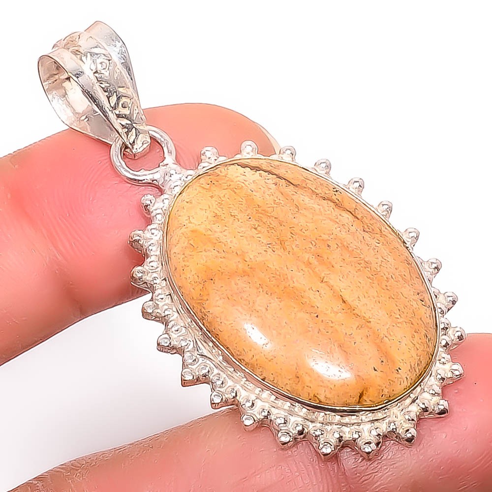 Picture Jasper- Oregon 925 Silver Plated Handmade Pendant 1.95″ P77