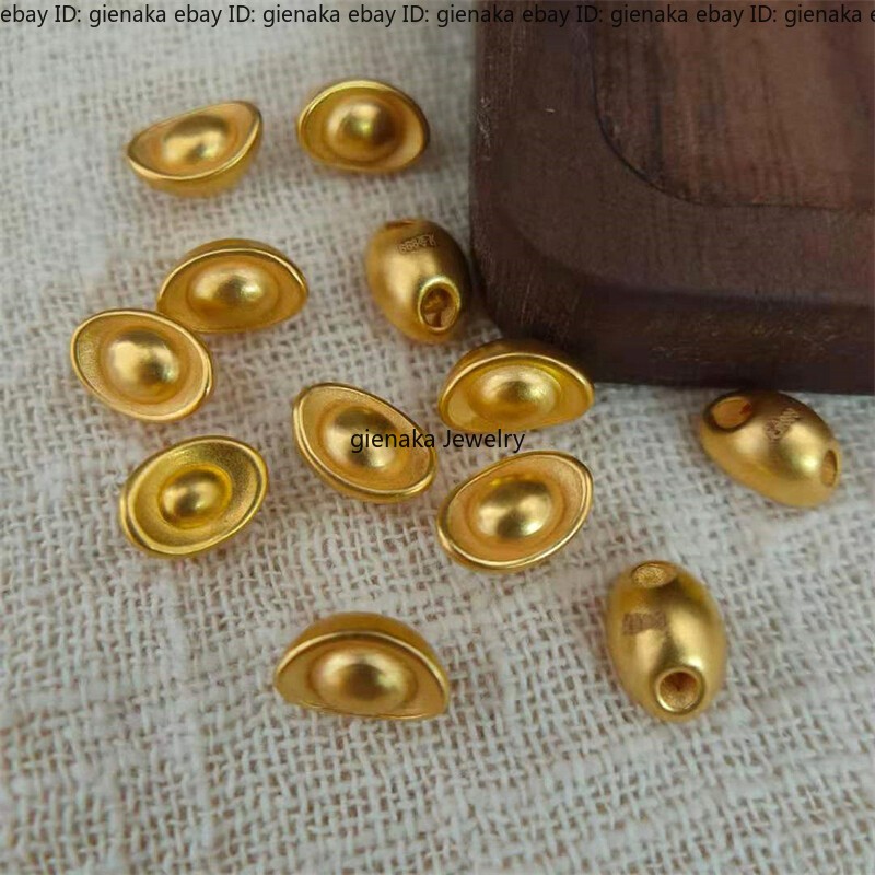 1pcs Real 999 24K Yellow Gold Women 3D Lucky Yuanbao Men Women Gift