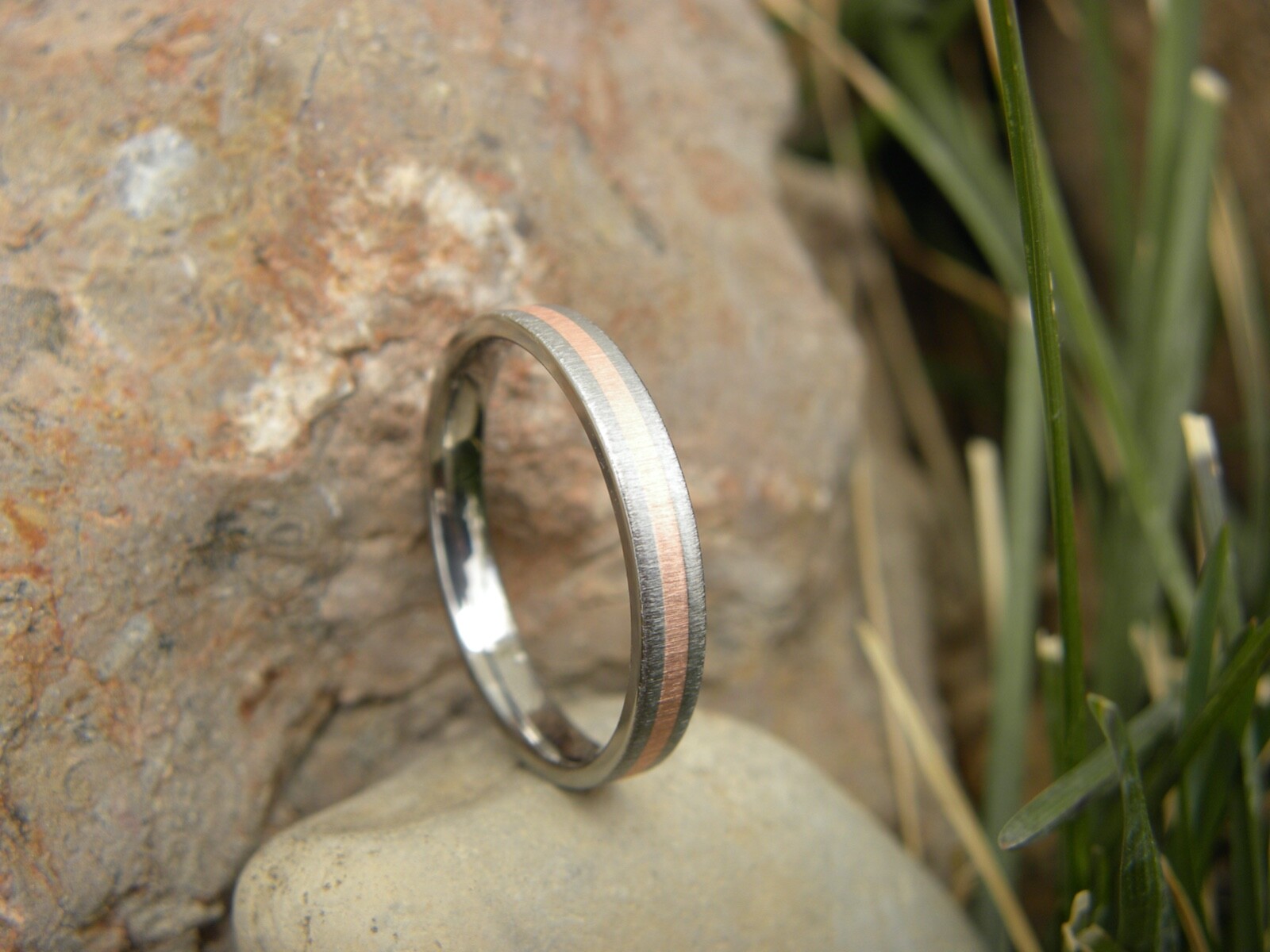 Beautiful, Frosted Finish, Copper and Titanium Band, 3mm Wide, Made to Order