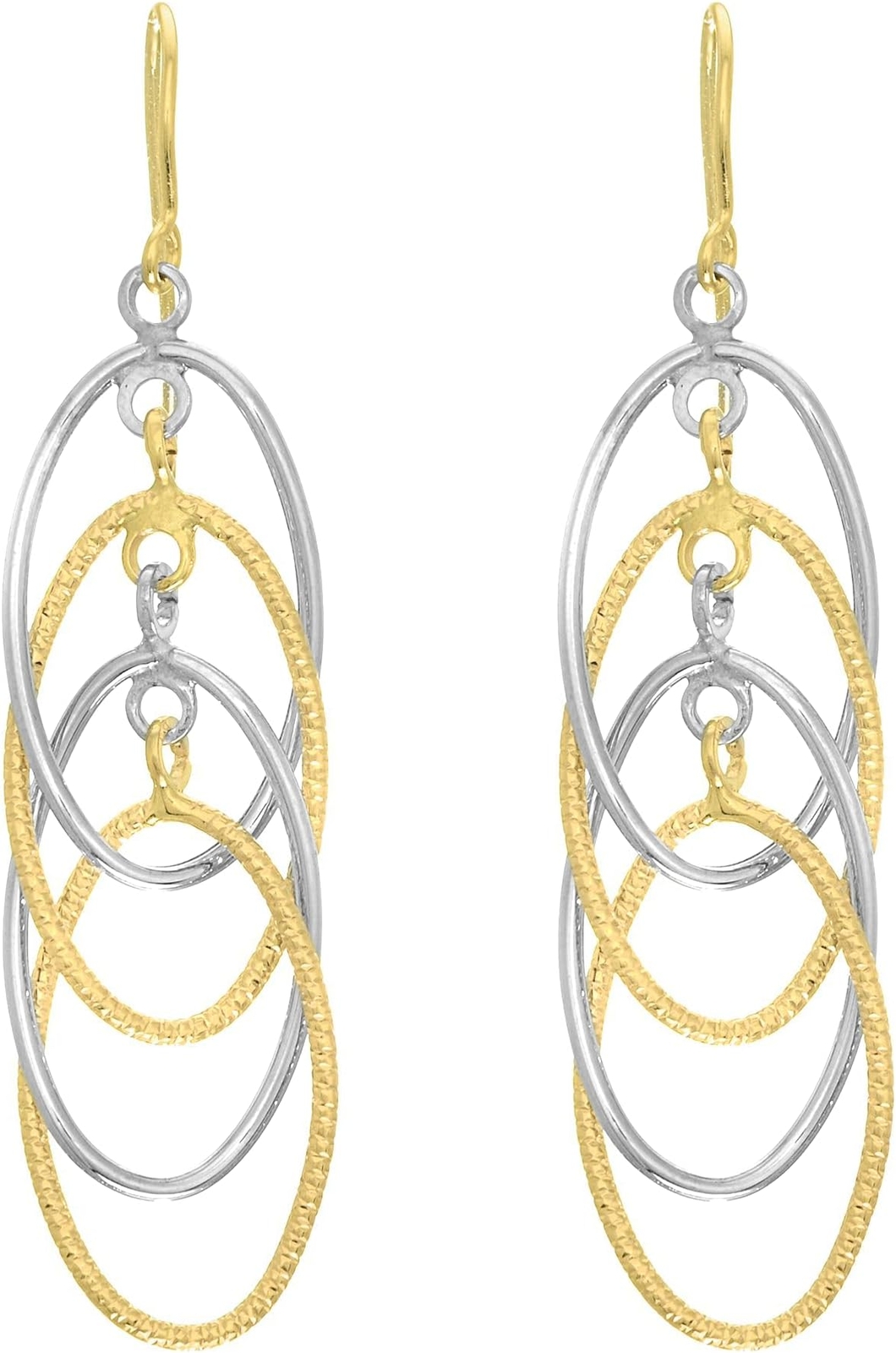 Floreo 14k Yellow and White Gold 45mm Interlocking Oval Dangle Earrings