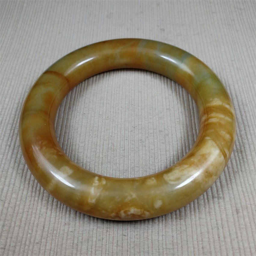 61MM China Ancient Red Green NATURAL HETIAN Jadeite Jade Bracelet Bangle