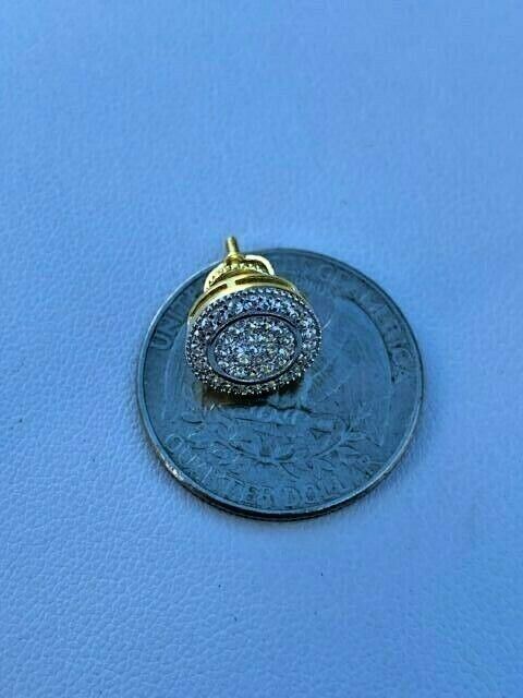 Real 925 Silver Iced Moissanite Hip Hop Men’s Earrings Big Studs 14k Gold Plated