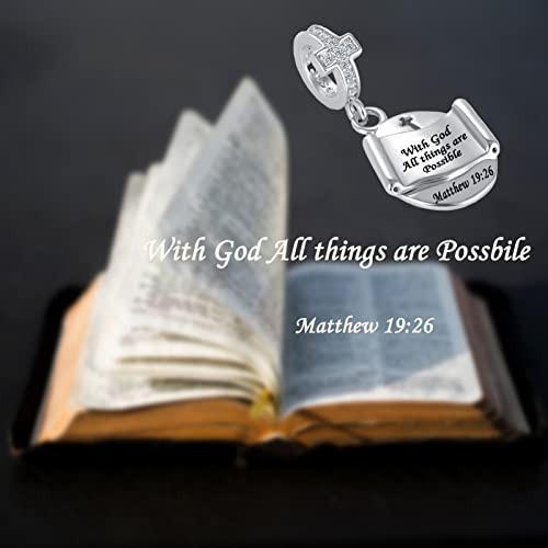 Pandora Cross Charm With God All Things Are Possible Bible Religious Dangle Bead