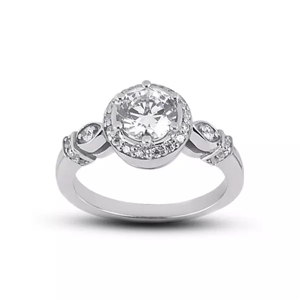 Engagement Ring Set 14K White Gold Halo 1.83 Carat Round Lab-Grown Diamond G VS2