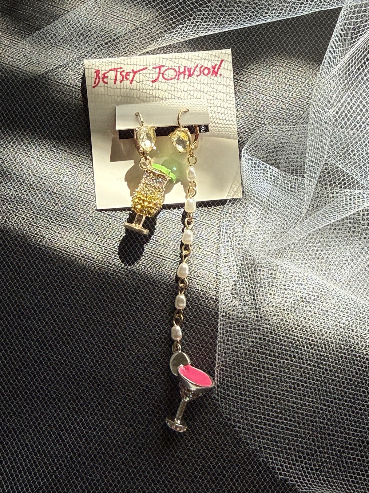 Betsey JohnsonXox💋 ISLAND TIME~ COCKTAIL~Mismatched~Dangle~ Earrings🍹🍸