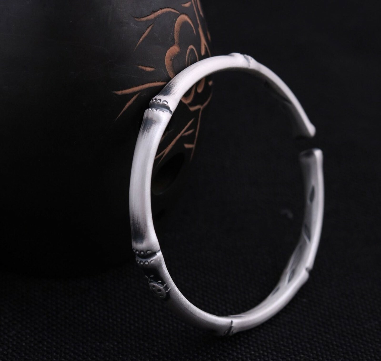 A25 Bangle Bracelet Bamboo Ethnic Jewellery 60mm Fine Silver Silver 999
