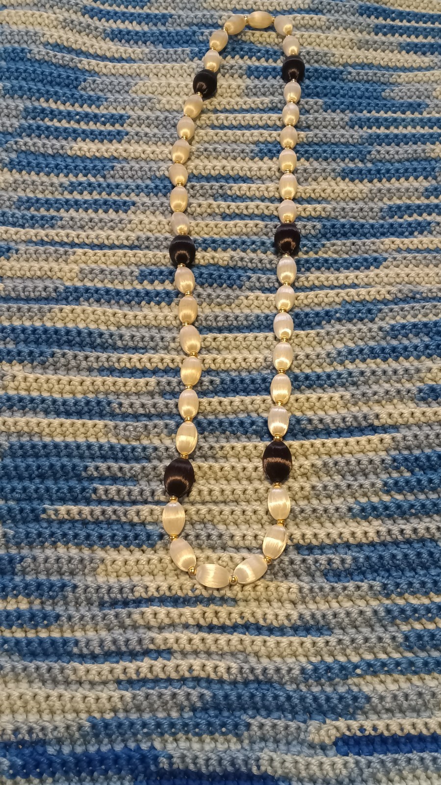Black And White With Silver Beaded Statement Necklace