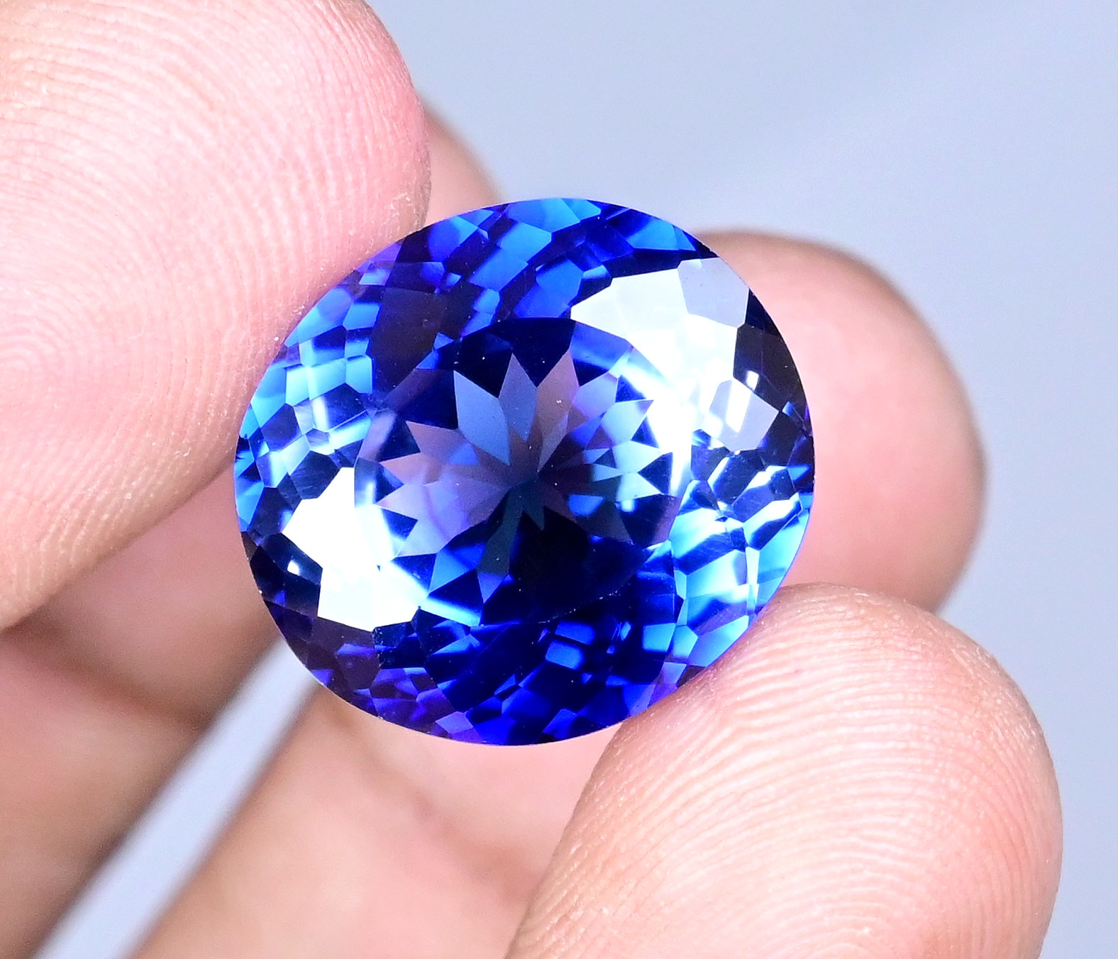 24.95 Ct Natural Montana YoGo Blue Sapphire Oval Certified Flawless Gemstone