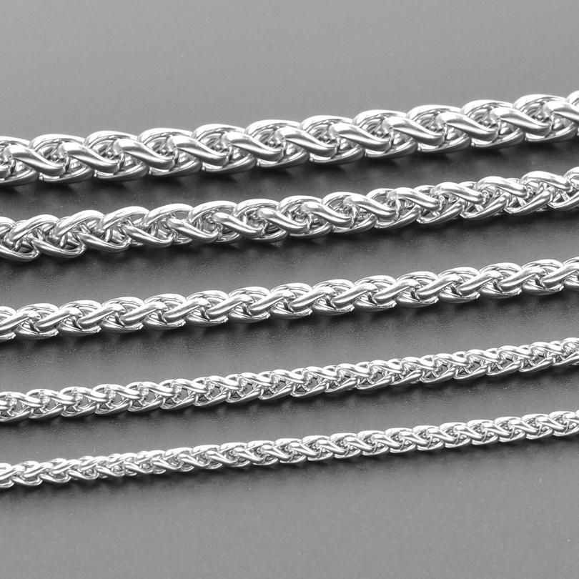 Braided Wheat Link 3-7mm Mens Chain Rainbow Stainless Steel Necklace Gift