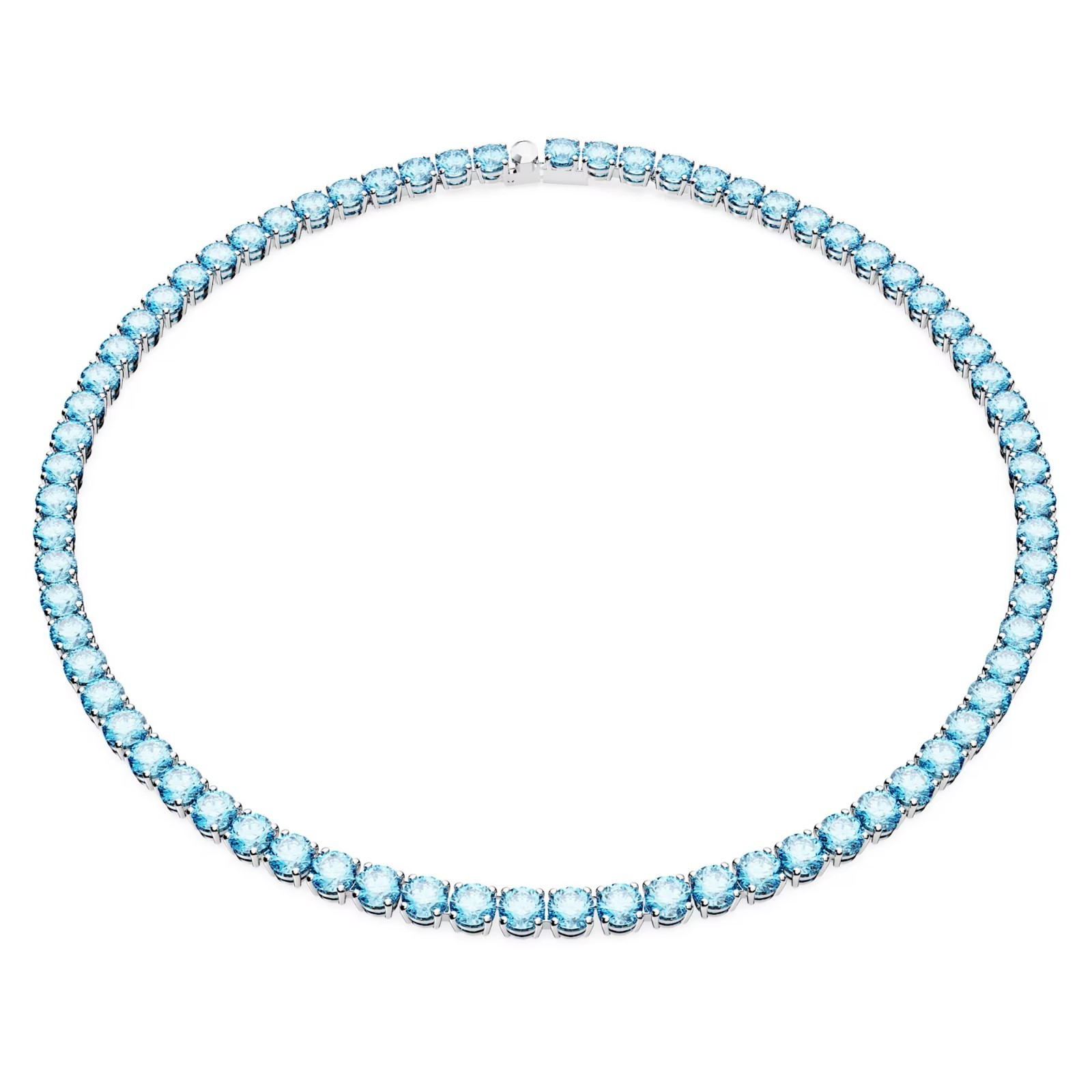 Lab Created 4.5 mm Blue Topaz 925 Sterling Silver Tennis Weeding Gift Necklace