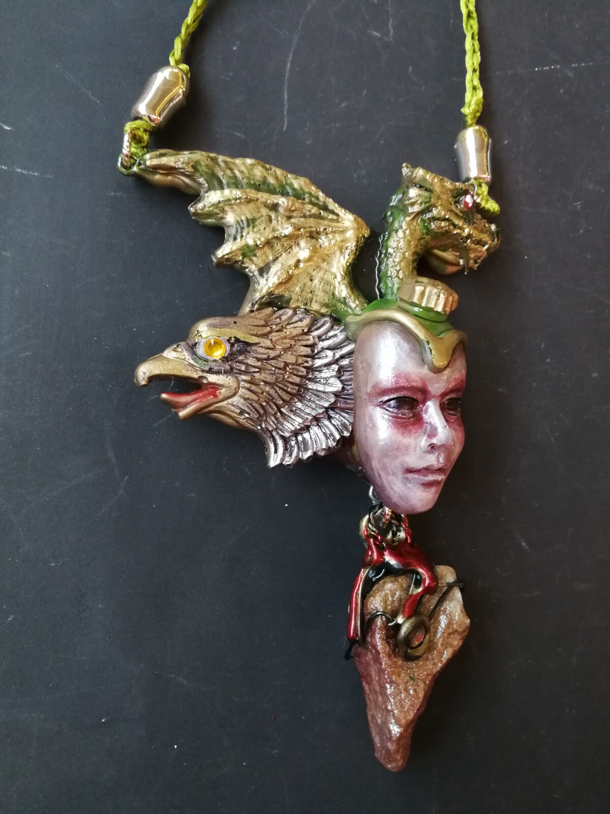 Bune Demon Gothic Talisman Satanist Pendant Devil Amulet Necklace Dragon Eagle
