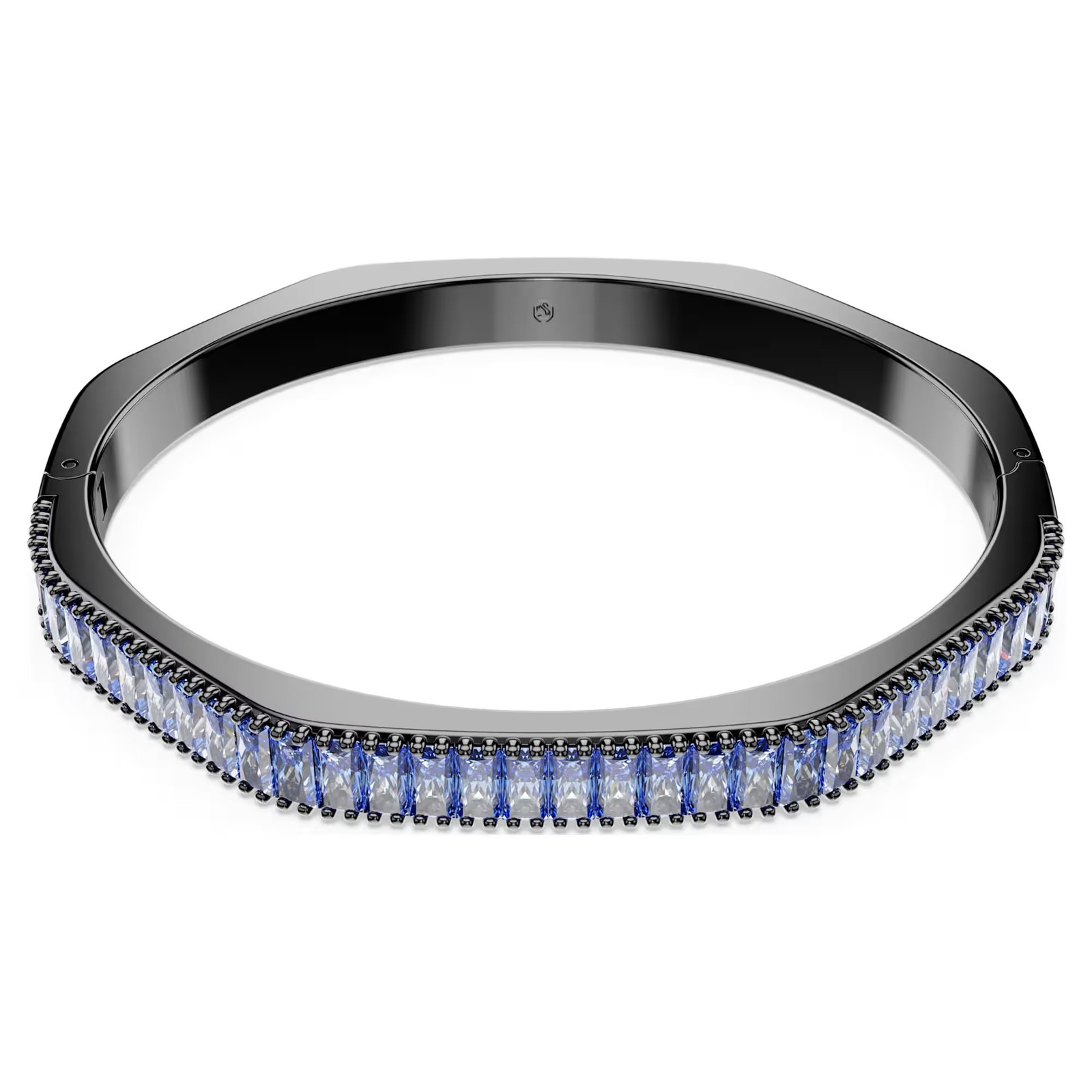 Swarovski Matrix Bangle Octagon Shape, Blue, Ruthenium Plated 5705776 (Size M)