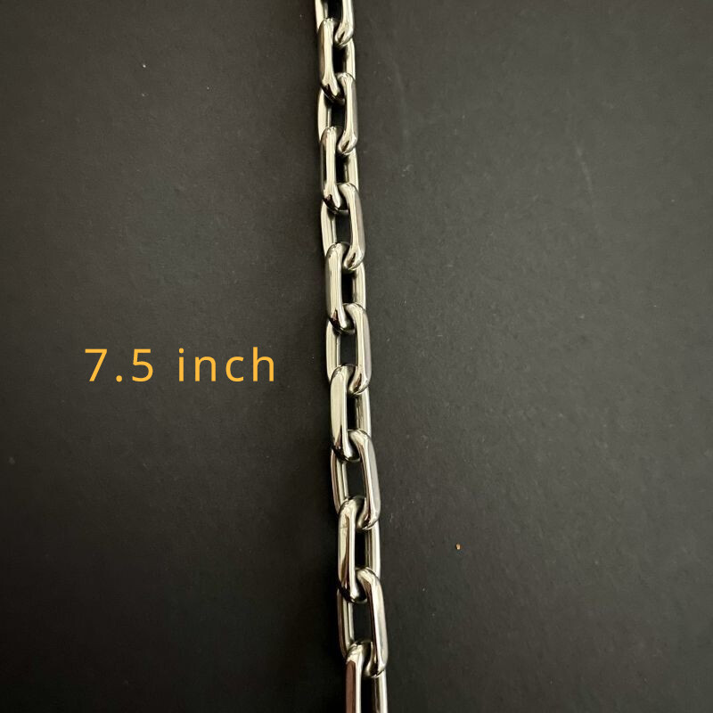 8mm Pure Titanium Chain Bracelet for Men’s Flat O-Chain Anti Allergy 7.5 Inch