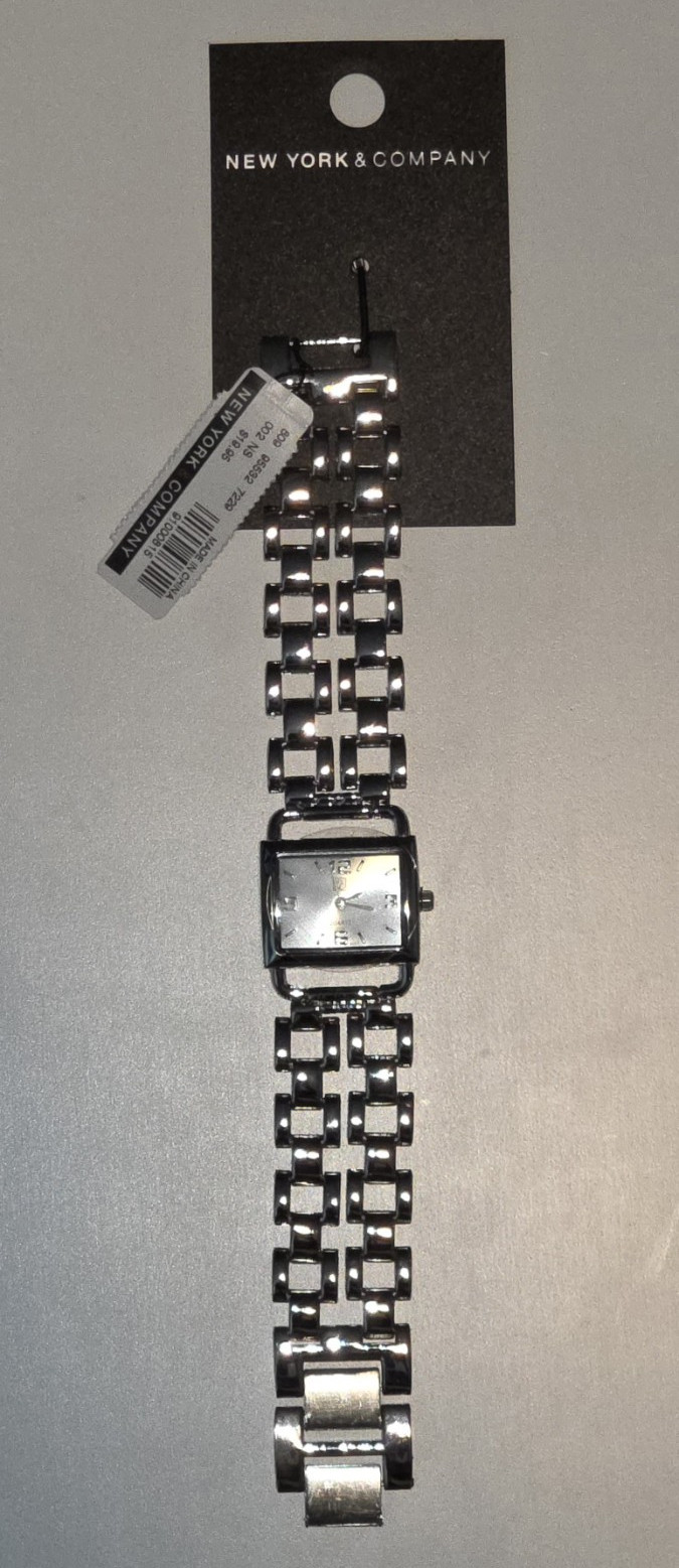 New York & Company Women’s Quartz Rectangle Silver Dial Bracelet Watch 26mm