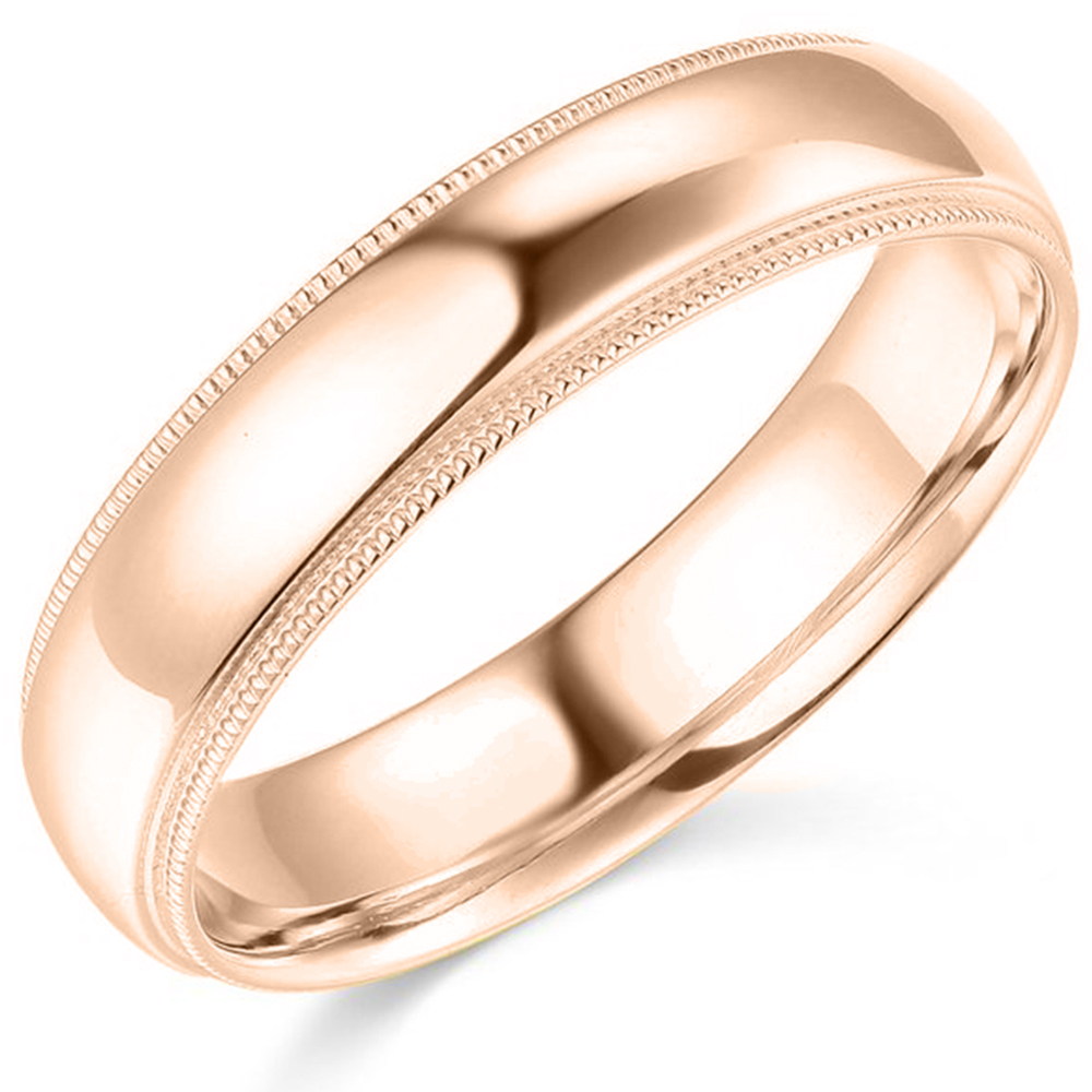 14K Rose Gold 2mm 3mm 4mm 5mm 6mm Comfort Fit Men Women Milgrain Wedding Band