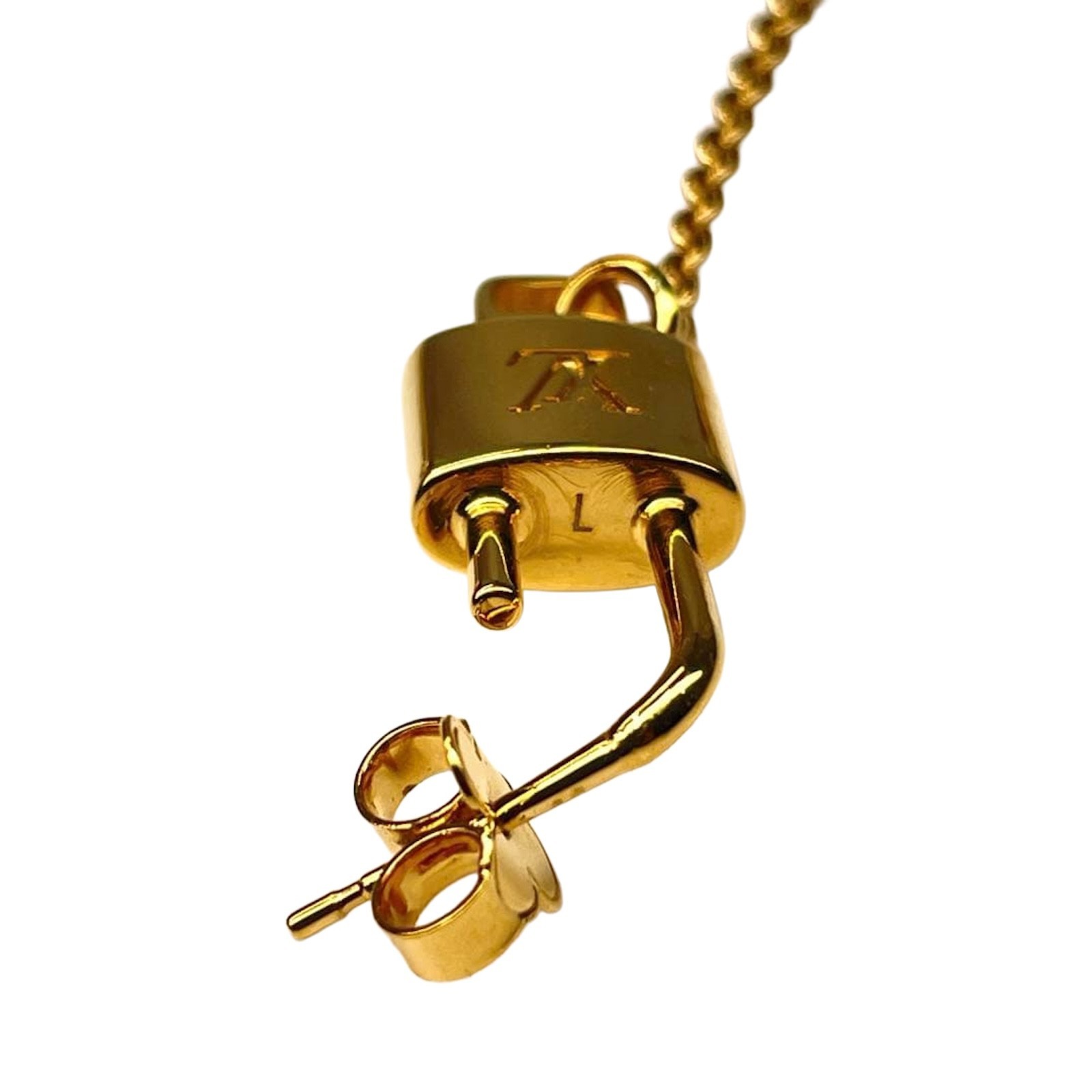 LOUIS VUITTON Locky Earring Ear Cuff Gold Padlock Motif Authentic Excellent