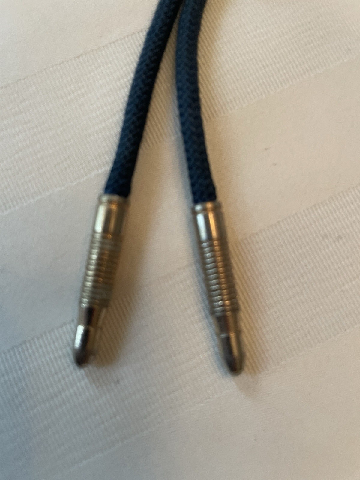 Western Blue Cord Horseshoe Bolo Tie Adjustable, Child Length, w Metal Tips