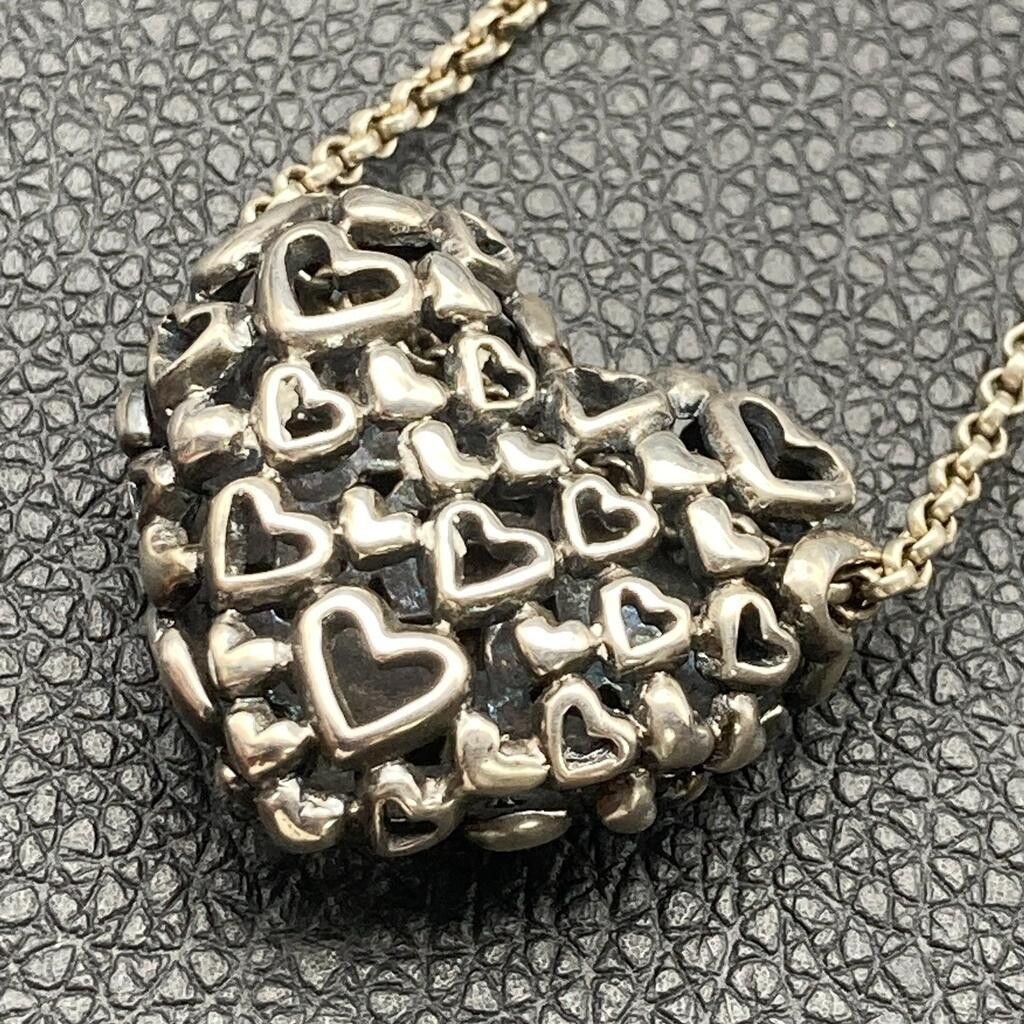 Georg Jensen Silver 925 Heart by Heart Pendant Necklace 38cm Rare Authentic