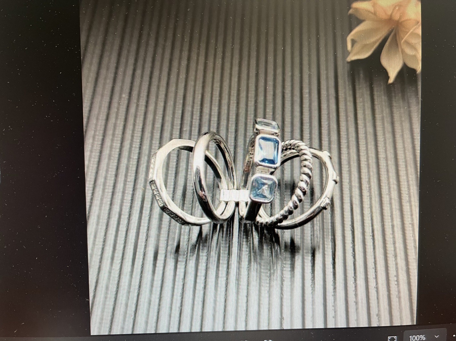 DAVID YURMAN 925 Sterling Silver Blue Topaz Cable Stack Ring size 8