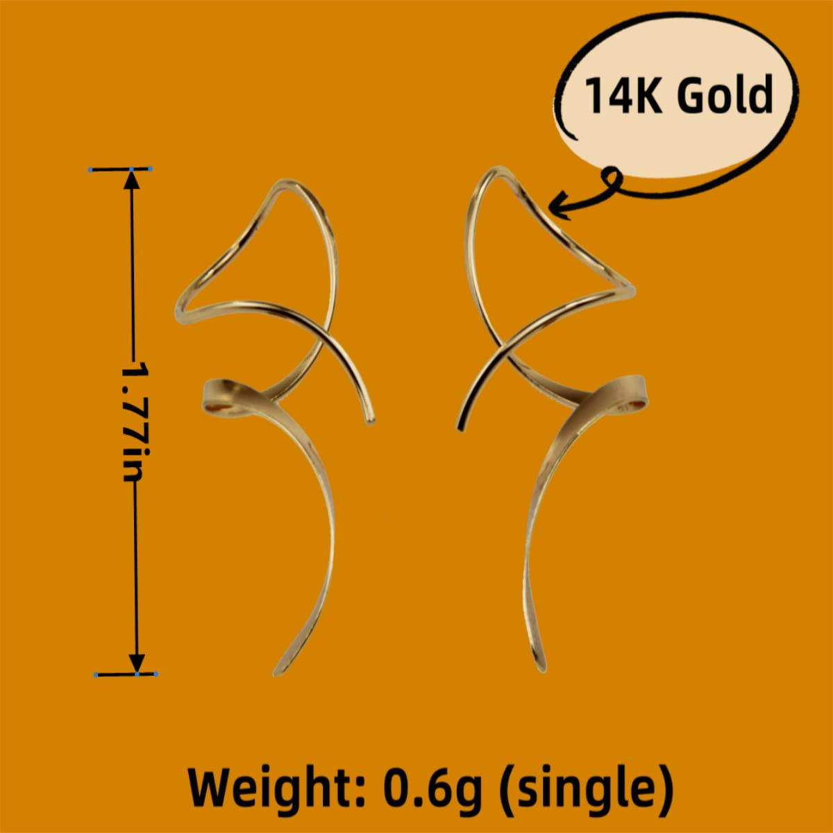 Earrings for Women Spiral Threader Earrings 14K Gold Earrings Hand Bent Dangle E