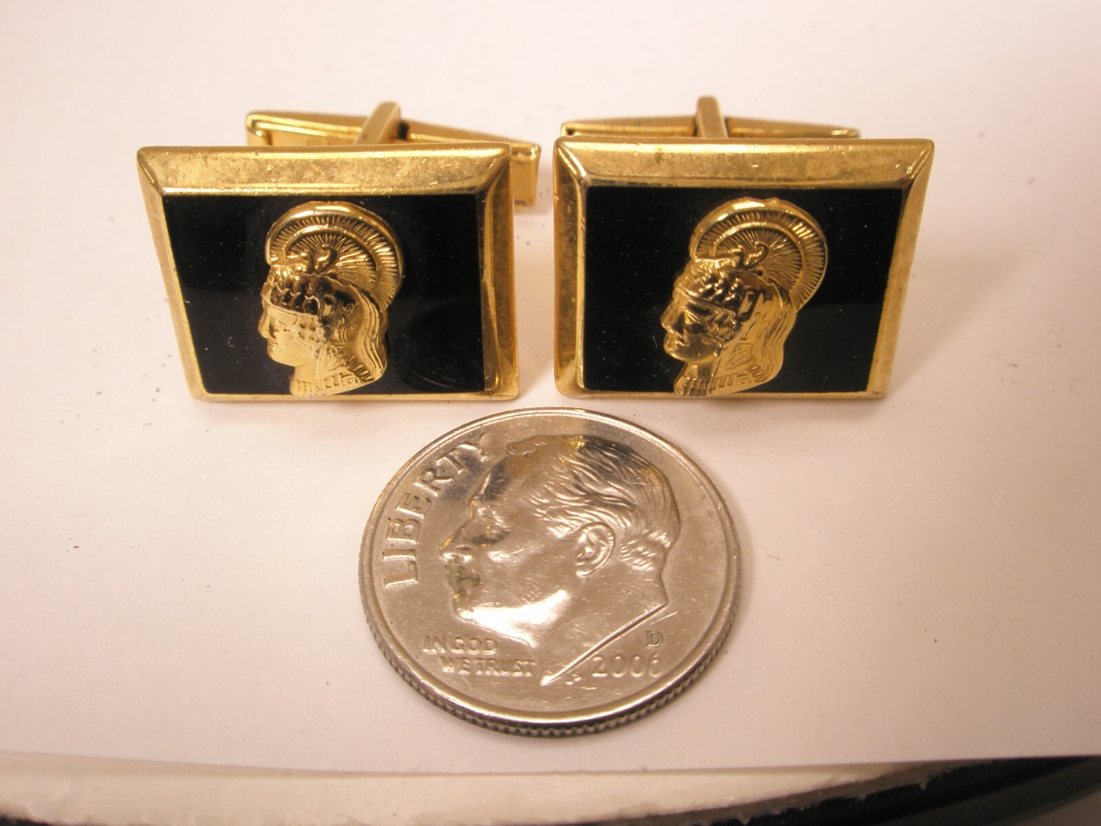 Helmeted Knight Warrior Soldier Vintage KINNEY CO Cuff Links