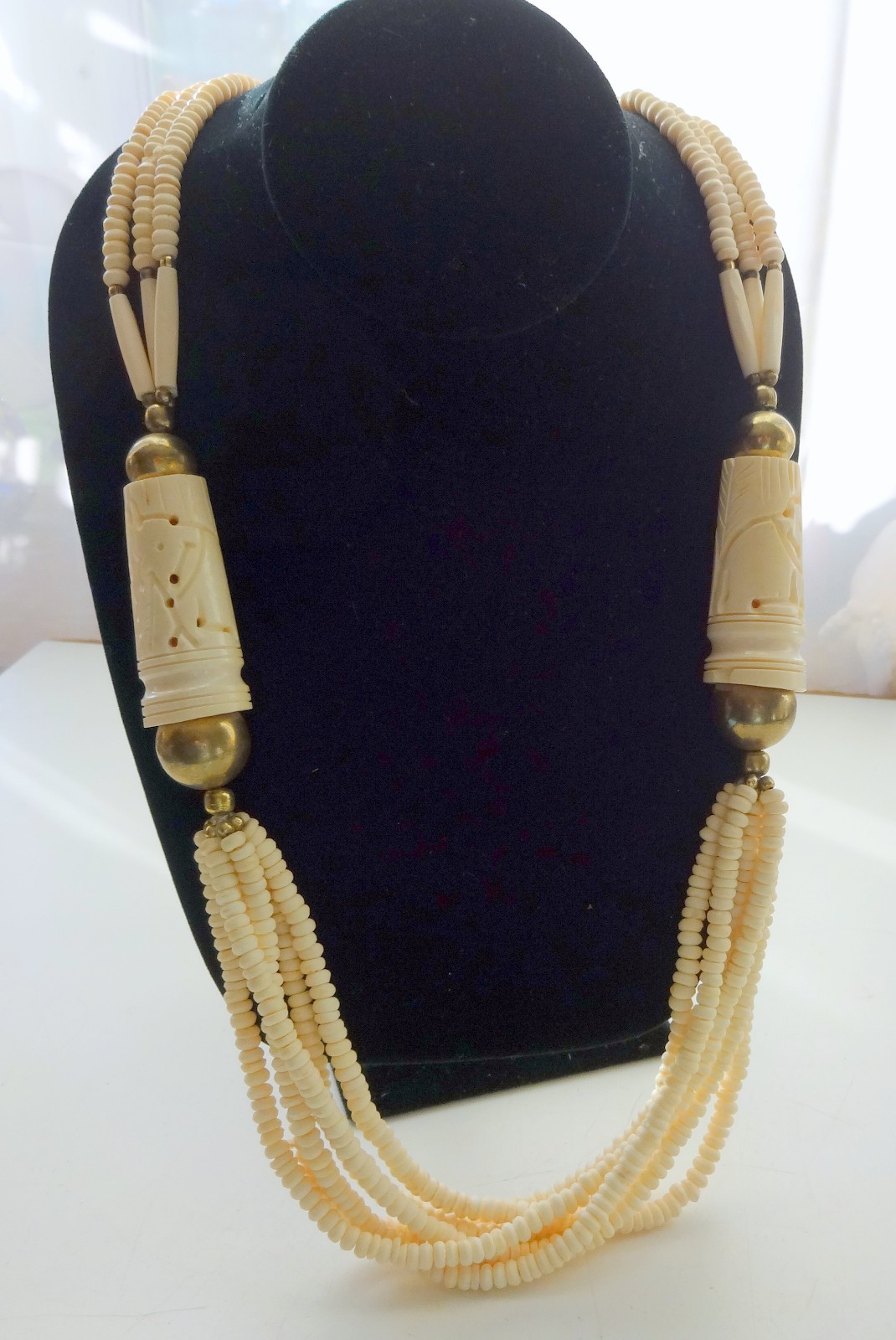 Atq African Berber Taureg Zoo Beads Statement Oval Figural Unisеx Necklace