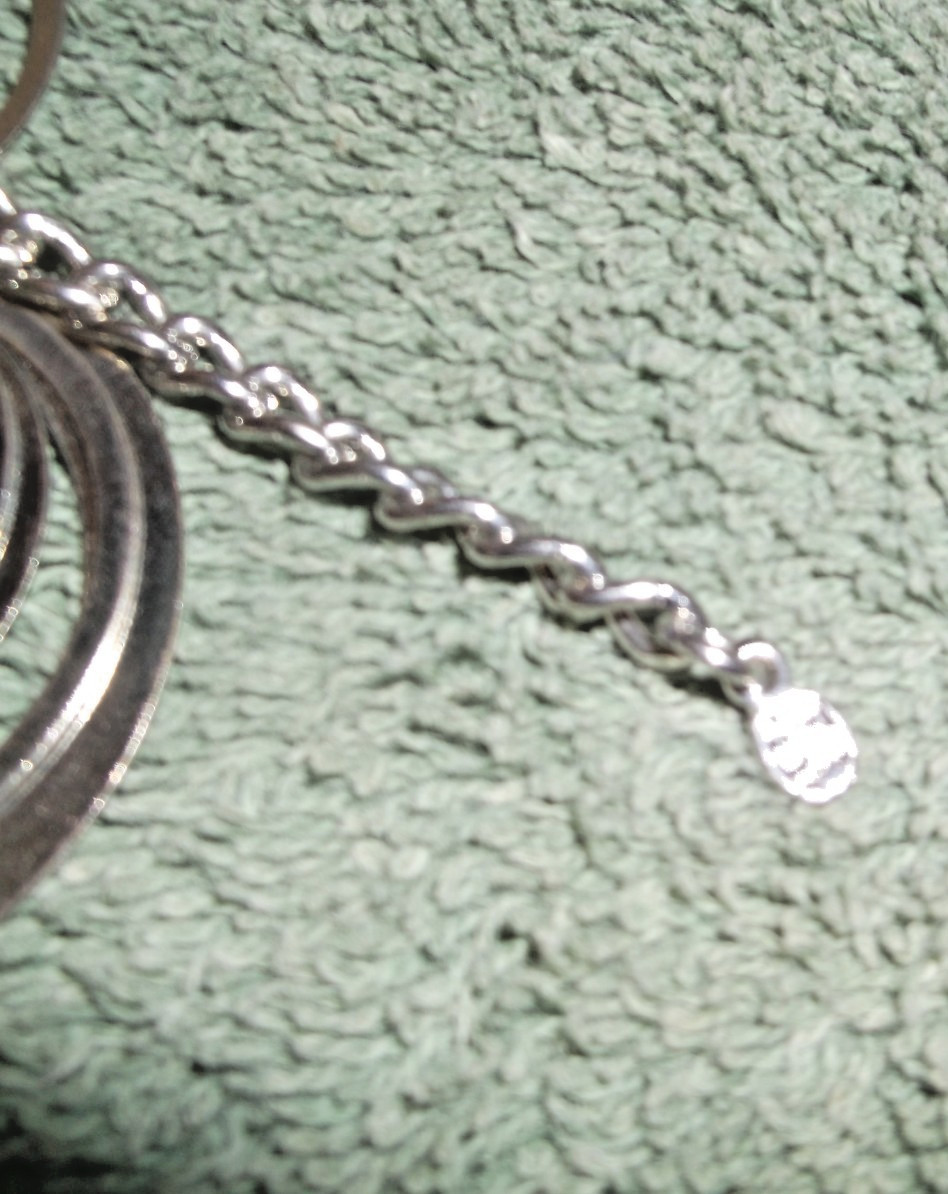 Vintage Silvertone Rings Necklace ~Signed ? ~ 19 1/2″