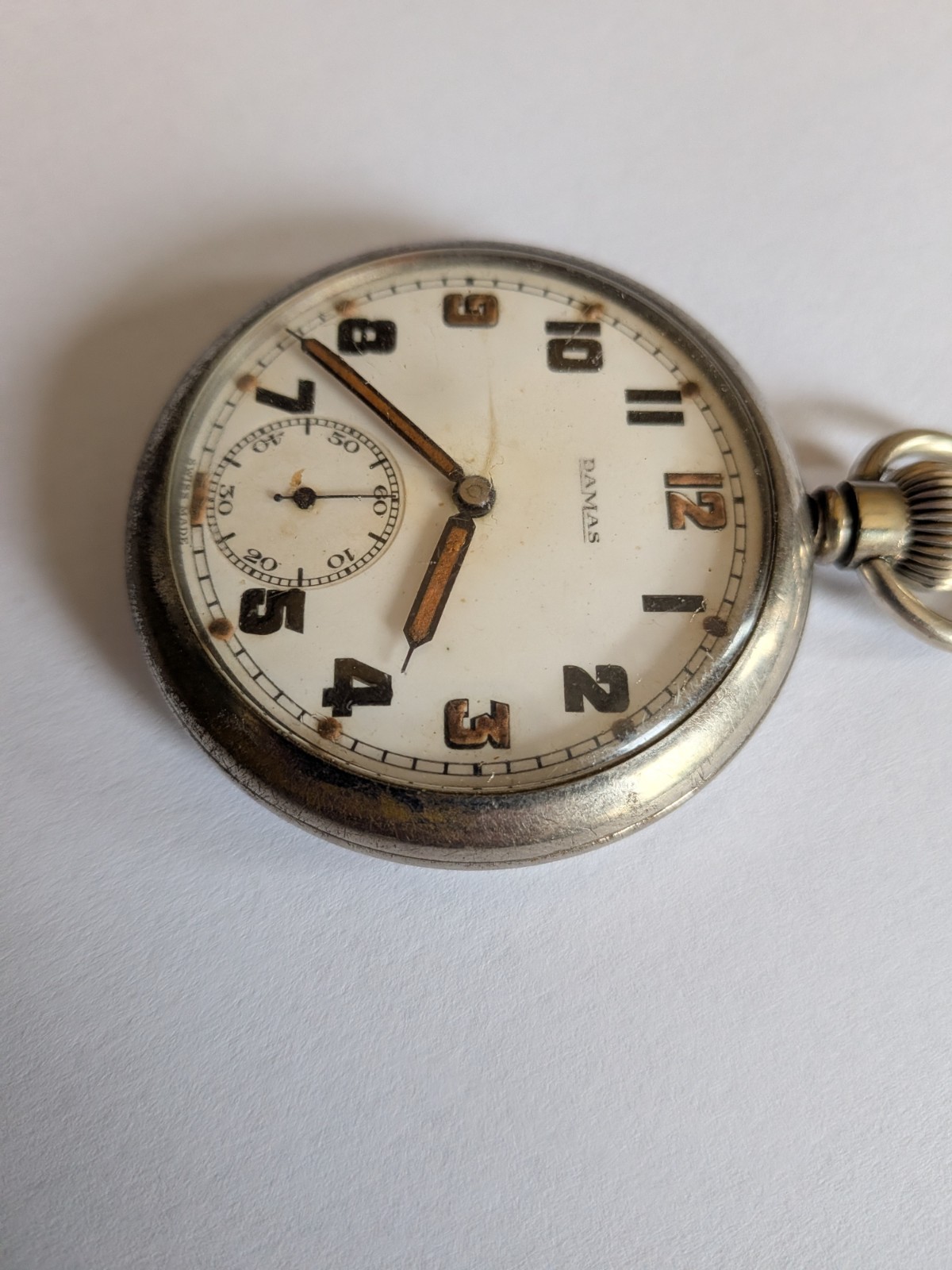 WW2 ‘DAMAS’ GSTP POCKET WATCH MILITARY SPARES OR REPAIRS