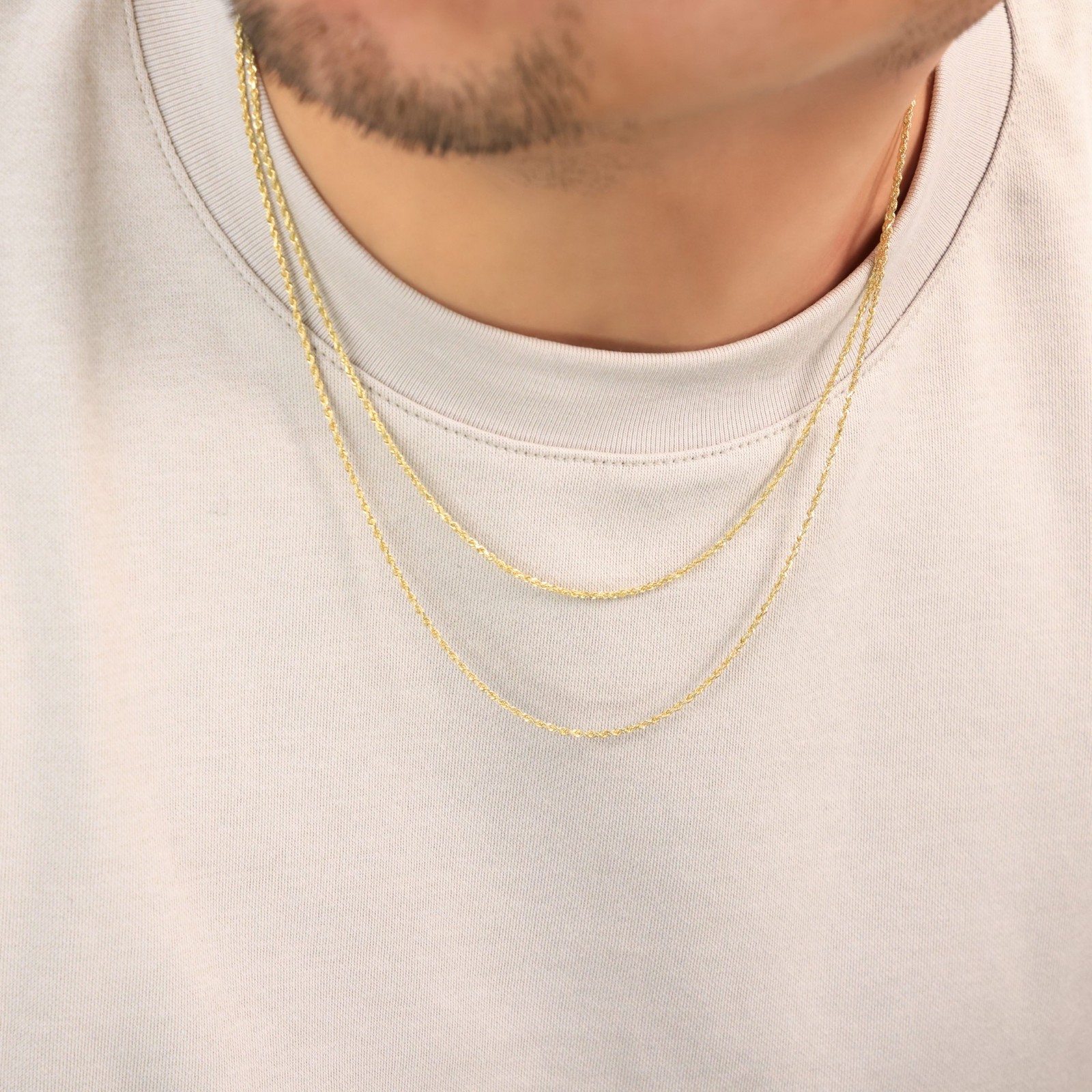 14K Yellow Gold Diamond Cut Rope Chain Necklace 1.5mm – 5mm, Men Women 16″- 30″