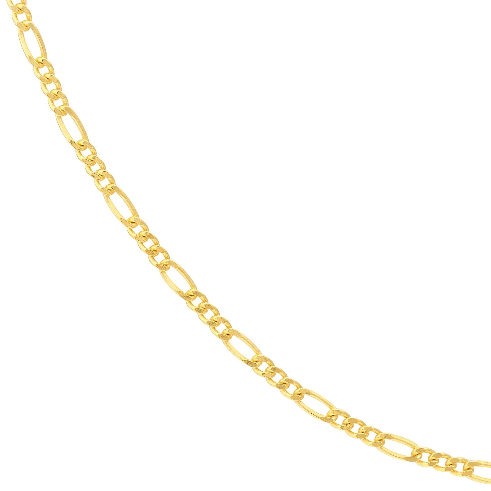 1.28mm Concave Figaro Chain Necklace Real 14K Yellow Gold