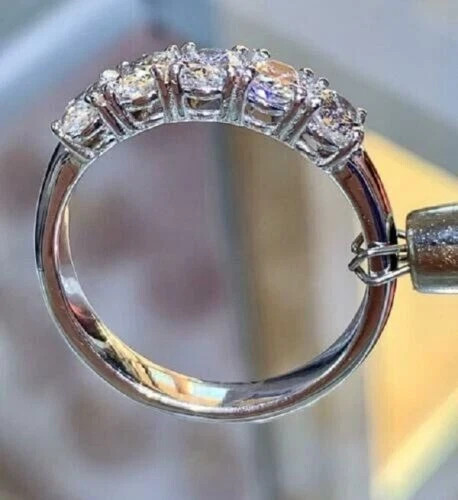 2.00 Ct Round Natural Diamond Half Eternity Wedding Band 14K White Gold 6 7 8