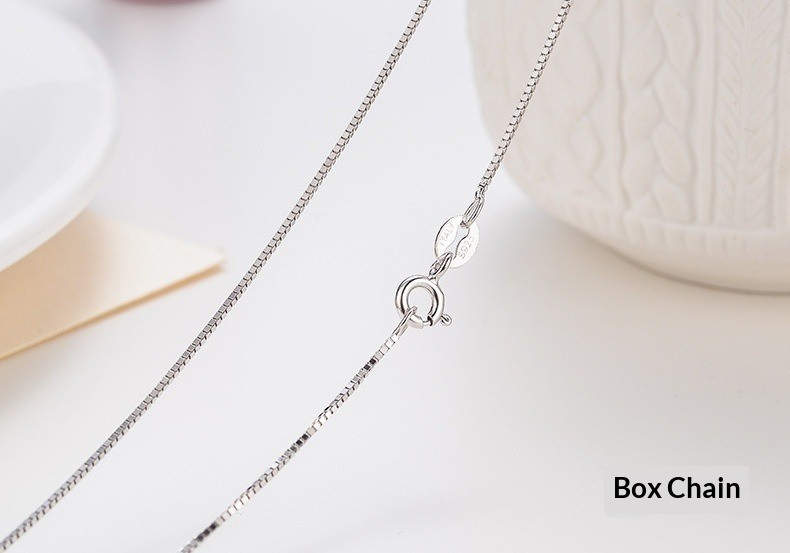 925 Sterling Silver Chain Necklace 45cm Women Layered Dainty Jewelry Gift