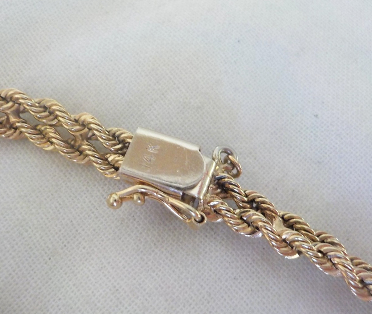 Solid 14K Yellow Gold Double Rope Sapphire Diamond Bracelet – 11.32 gms, 7.2 in