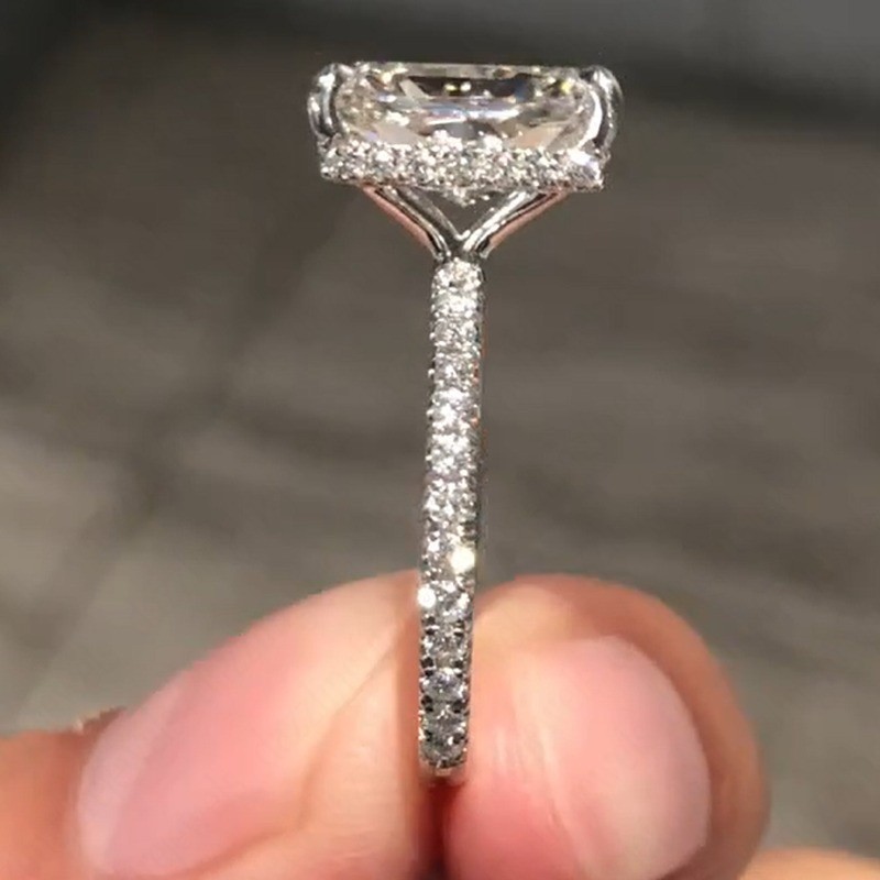 5.30CT Radiant Cut Lab-Grown Diamond 14k White Gold Women’s Hidden Halo Ring