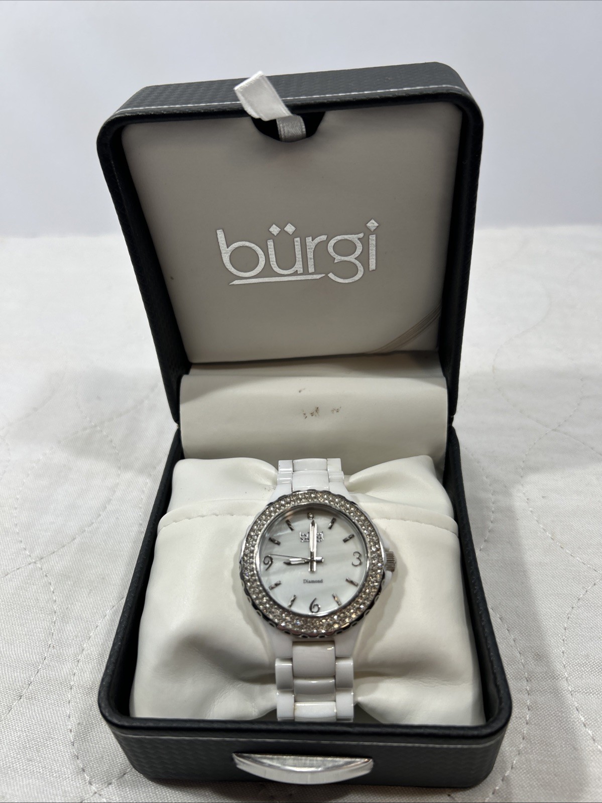 Burgi Diamond BUR047WT Womens Watch. Needs Battery
