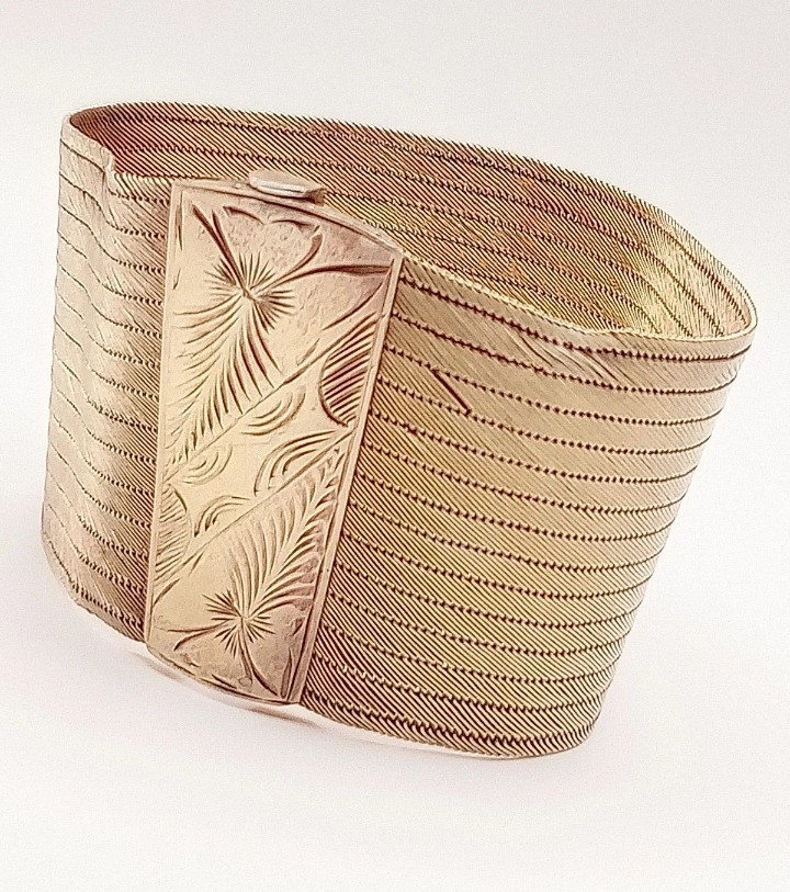 Turkish Trebizond Handmade Filigree Silver 900 Gold 18kt Wrist Bracelet