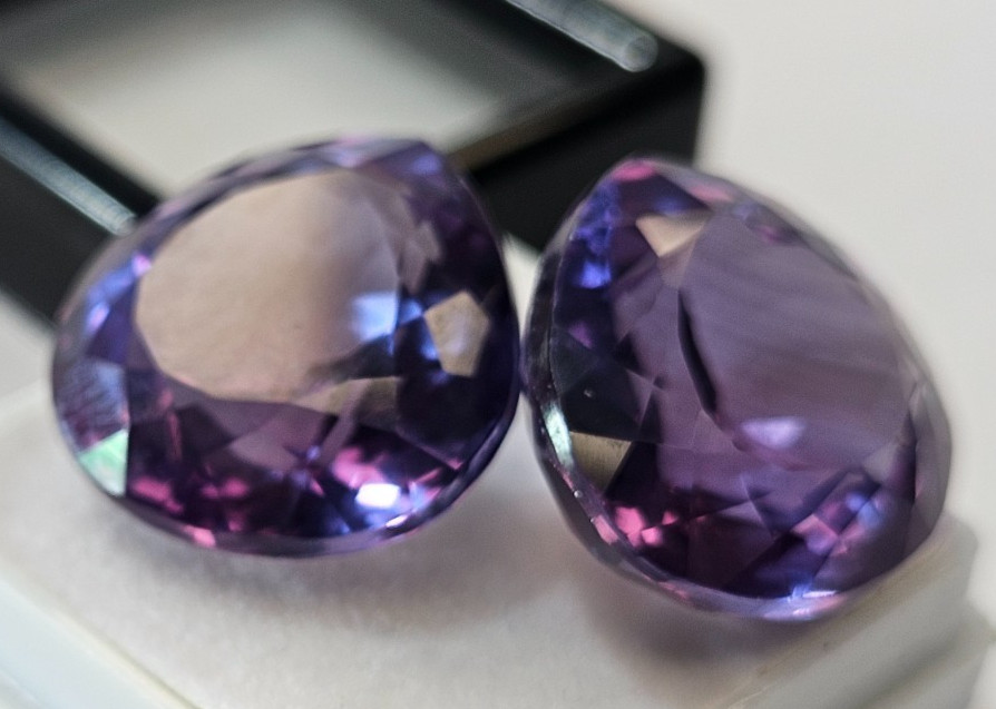 Colour Change 40+ Ct Alexandrite Pear Cut Natural Pair Loose Gemstone
