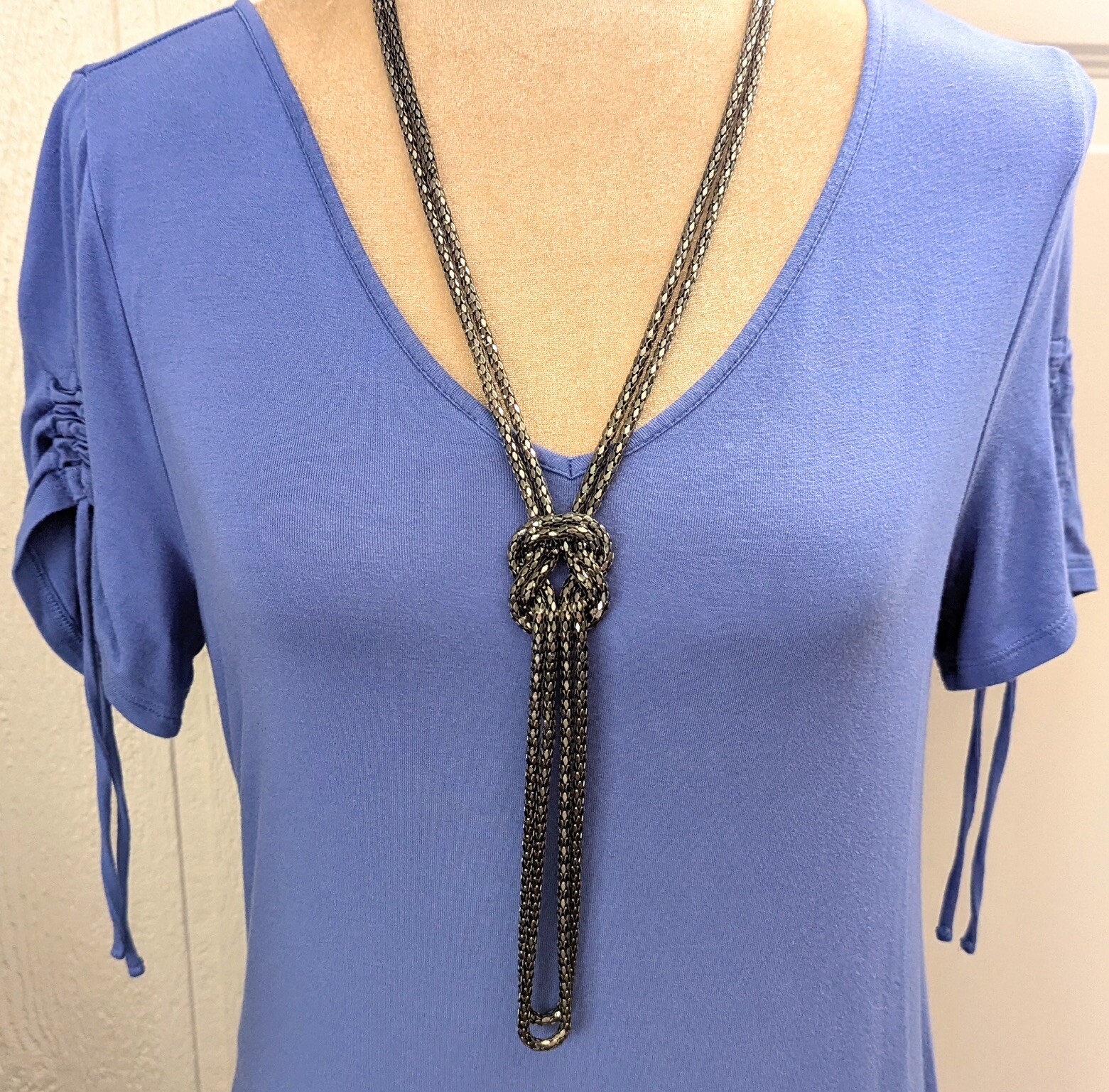 Vintage Mesh Chain Sautoir Necklace Long Flapper Statement Jewelry 31”