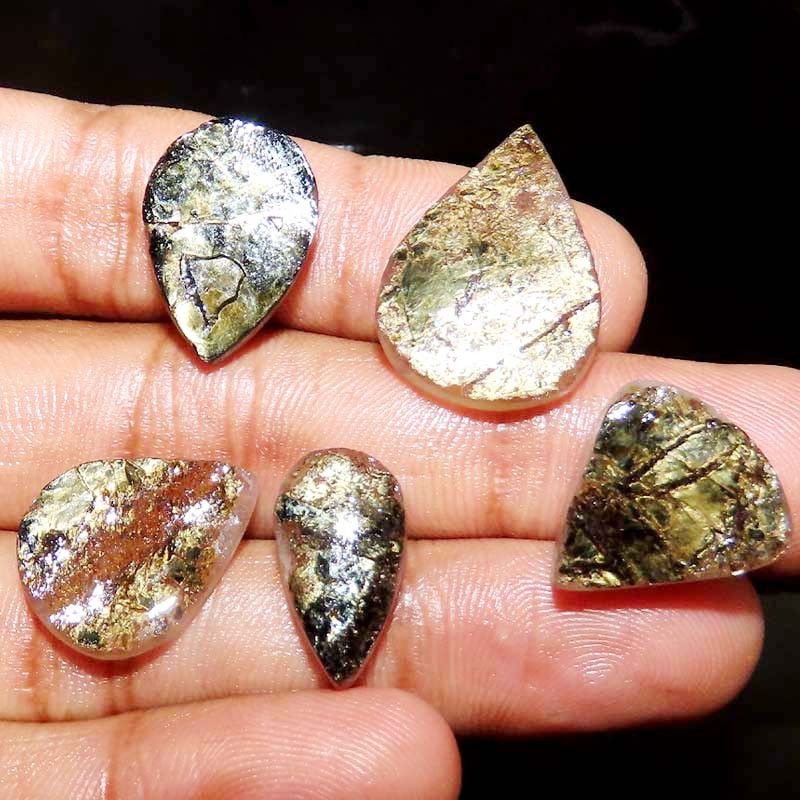 100% Natural CRYSTAK MICA DRUZY Pear Loose Gemstone 63.00 CTS ~5 PCs Lot~ LOT-06