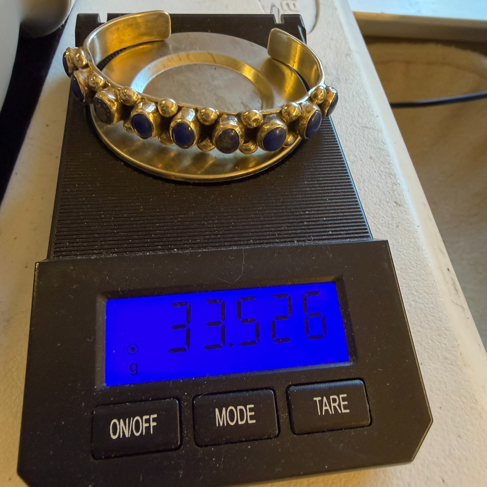 Chimney Butte Lapis Lazuli Gemstone and Sterling Silver 12.8mm Cuff Bracelet
