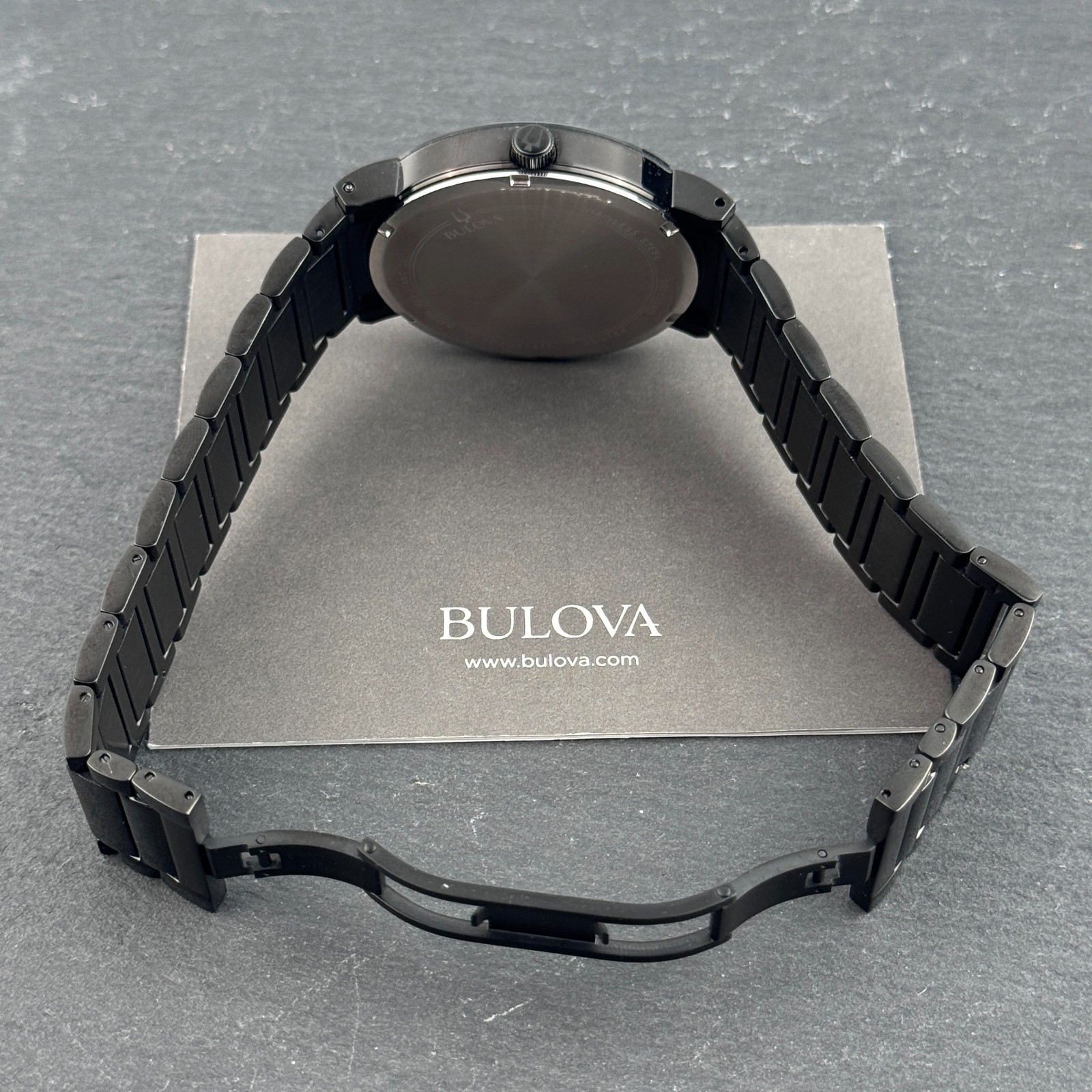 Bulova Futuro Men’s Modern 98D144 Black Diamond Dial Quartz Watch 42mm