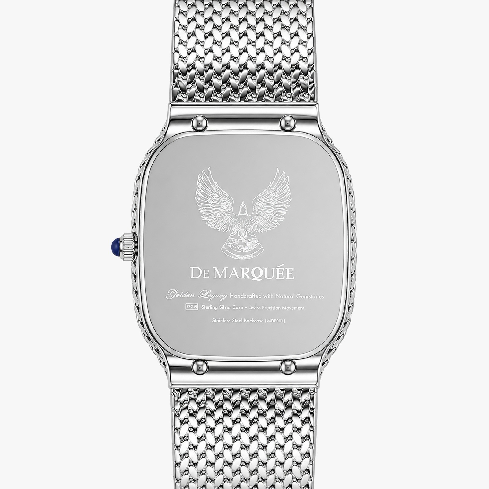 De Marquée Midnight Royal Lapis Lazuli Stone Dial Sterling Sliver Swiss Quartz