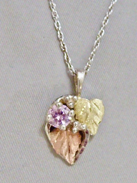 LANDSTOM’S BLACK HILLS GOLD STERLING 12K YELLOW/ ROSE GOLD PINK STONE NECKLACE
