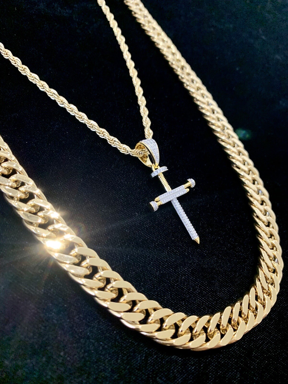 Real 18K Gold Lab Diamonds CROSS Pendant Chain Necklace *LIFETIME WARRANTY*
