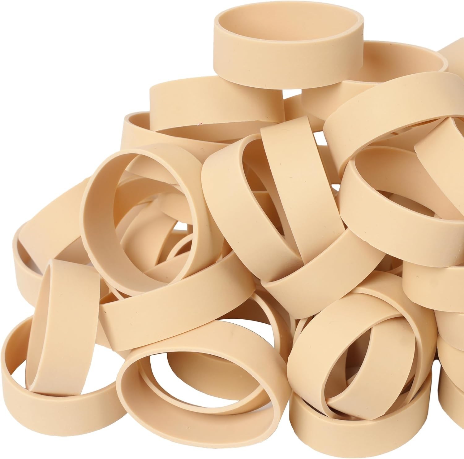 Rubber Bands Size 82 Beige Wide Elastic Bands 60pcs for Office Camping Fishing