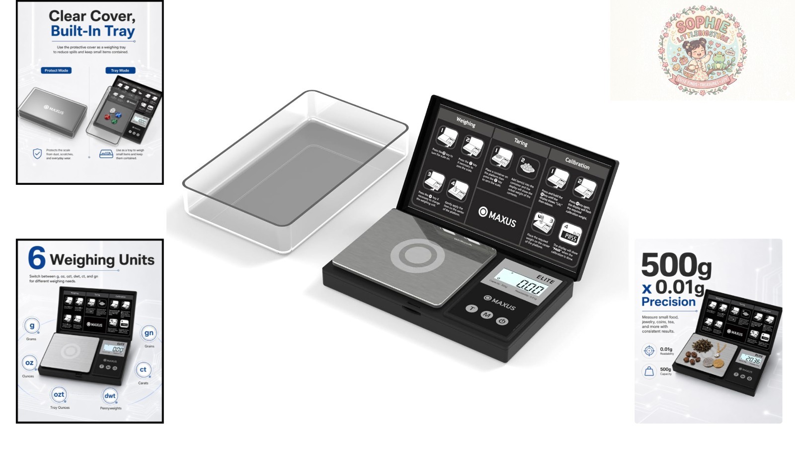 Digital Pocket Scale with 6 Units, Tare Function & 500g Capacity for Precision
