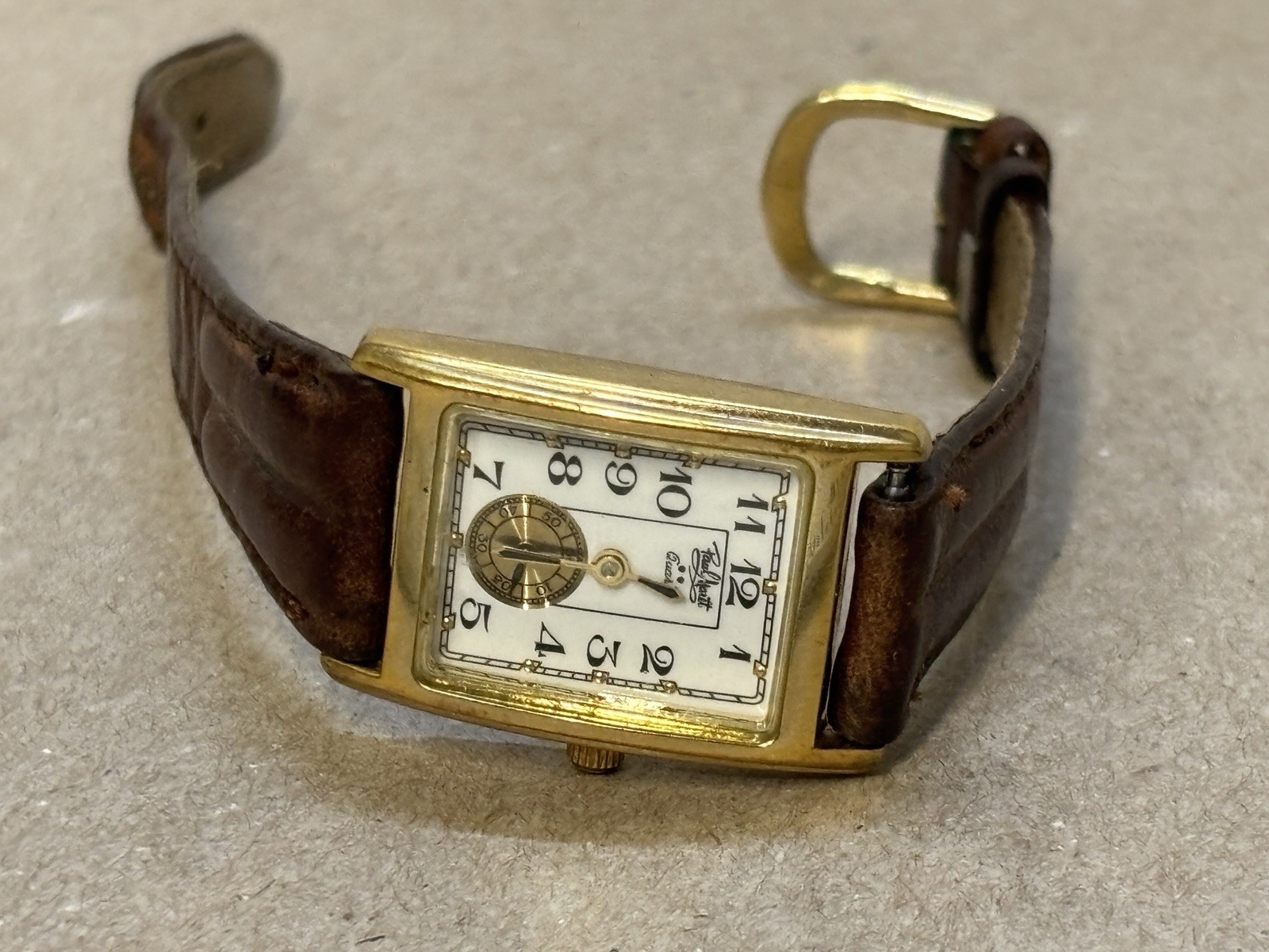 Paul Maret Women’s Gold Tone Brown Leather Band Quartz Watch