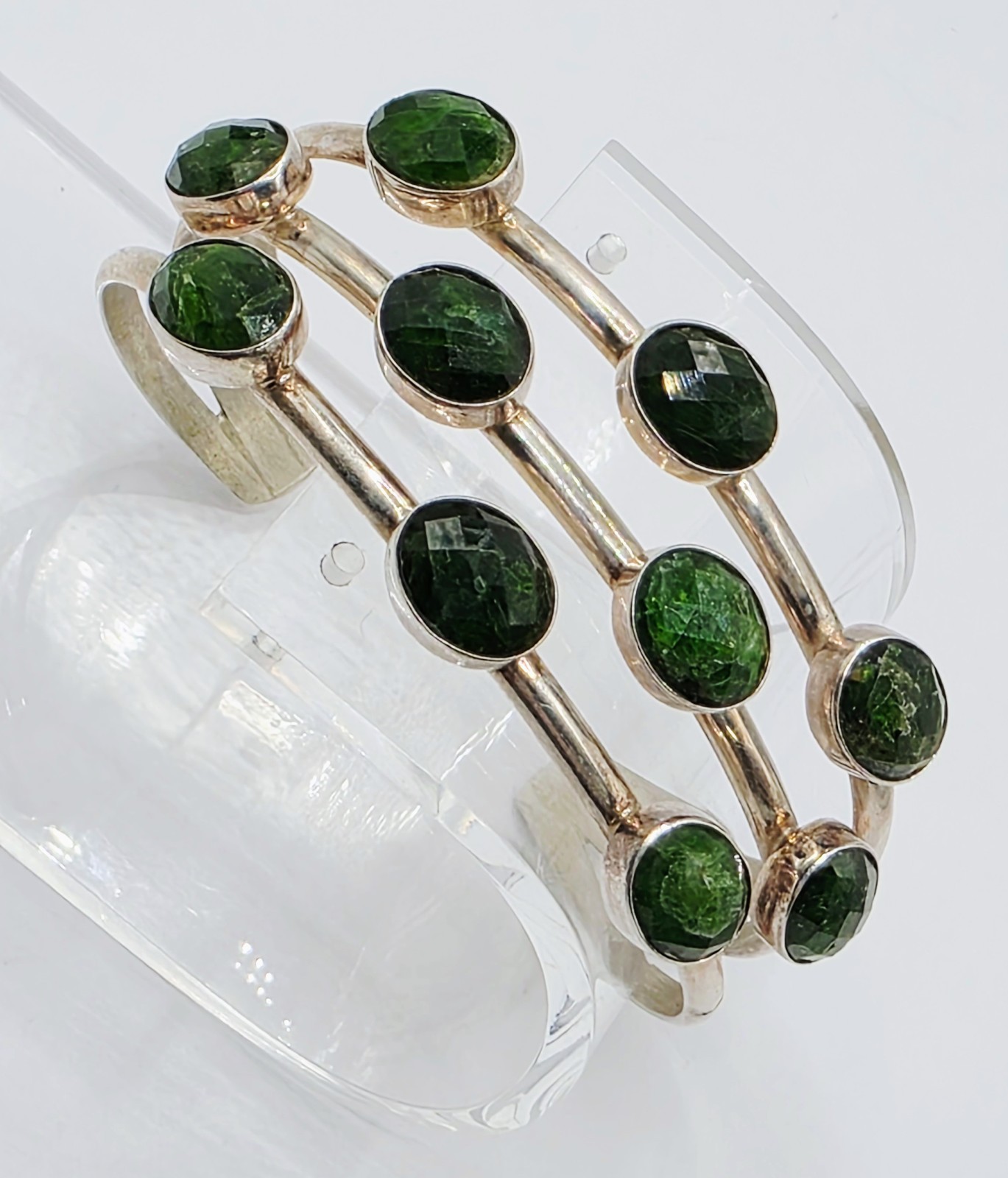 Jay King Sterling Silver Green Chrome Diopside MultiStone Cuff Bracelet 6.5″